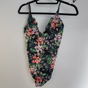 Vanilla/Beach tropical print one piece
